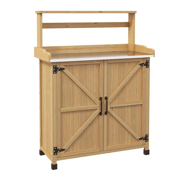 Table de jardinage Outsunny Bois de sapin 90.5x41x124.5cm Jaune