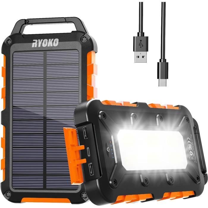 Batterie Externe Solaire 30000Mah Chargeur Solaire 4 Sorties Usb Et