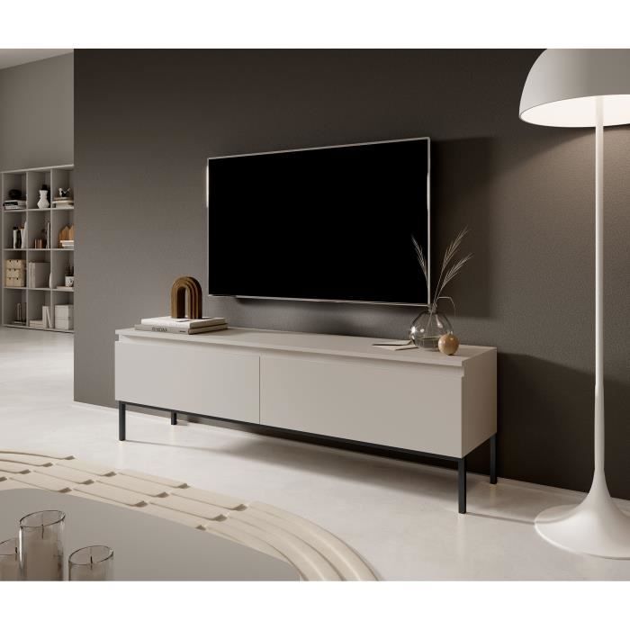 Meuble TV - SELSEY - BEMMI - 150 cm - taupe (gris-beige) - finition mate