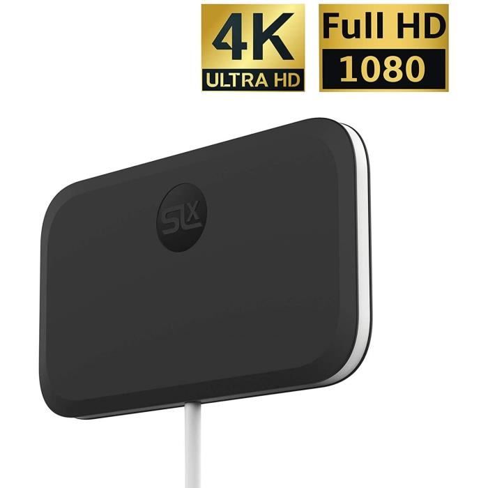Antenne TV Intérieure 500 Km 360° HD Freeview – Amplifiée Plug & Play, Sans Abonnement Mensuel