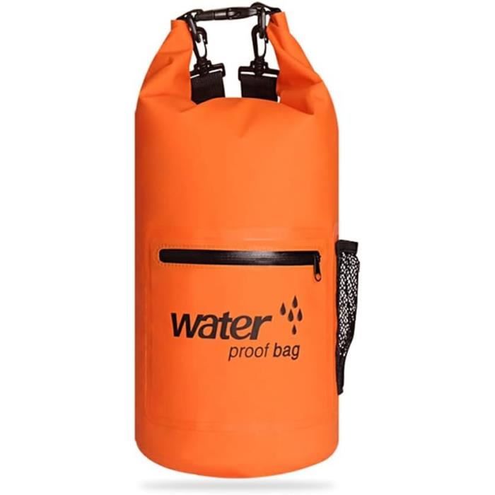 Sac étanche pour camping, bateau, kayak, pêche, rafting, canoë (blanc, 2 L