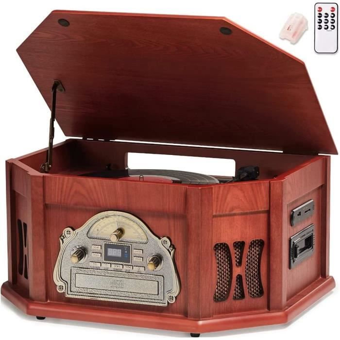 Platine Vinyle 10 En 1 ORCC – Lecture 33/45/78 Tr/min, CD/USB/SD/Bluetooth/Radio FM-AM – Avec Carte Cadeau - 11