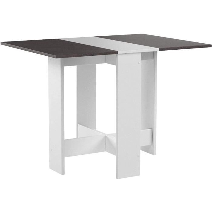 HUOLE Table Pliante avec 2 Abattants, en Panneaux de Particules Melaminés, Table de Cuisine Salle a Manger Pliable Amovible Tres Pratique en Panneaux de Particules,103 * 76 * 73.4cm (Noir