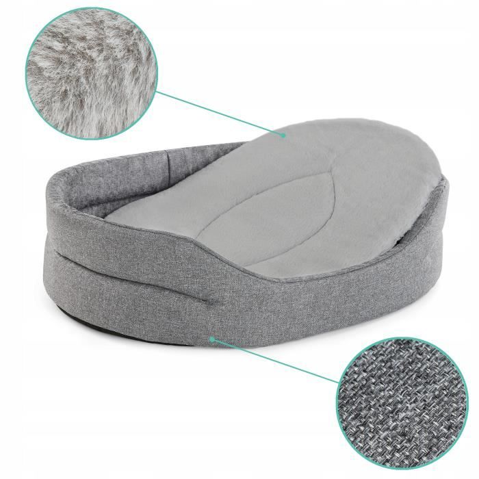 Comparer les prix de SuperKissen24 Lit pour Chien Chat Panier Ovale Corbeille Gris Noir Taille L 71x30x17cm Couchage