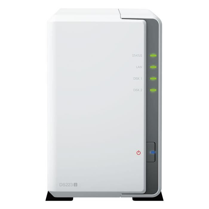 NAS Synology DS223j 2 Baies - 4To Avec 2 Disques WD Red Plus - 1Go RAM - Cloud Privé