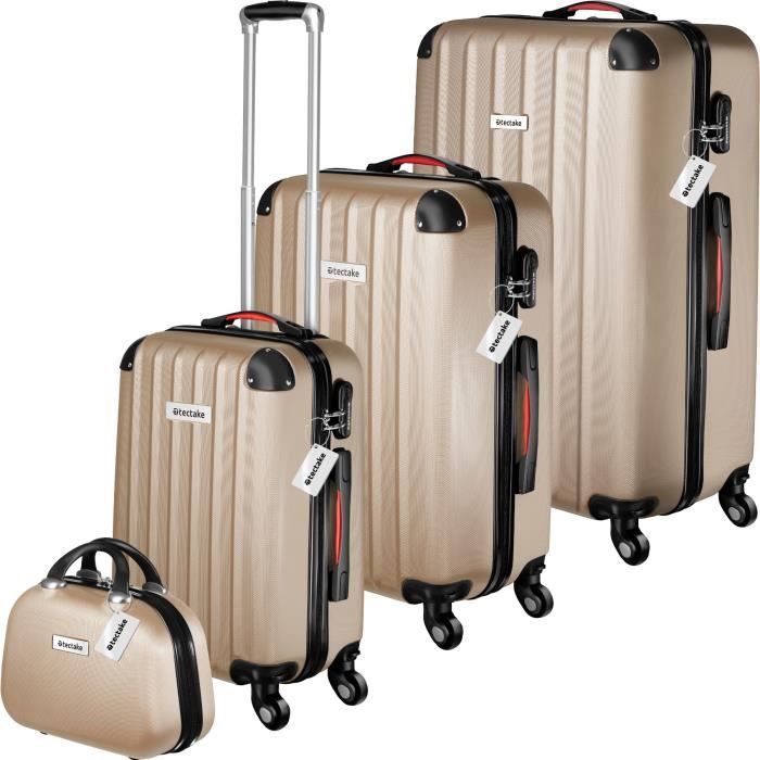 TECTAKE Set de valises rigides Cleo 4 pièces avec pèse-valise - champagne