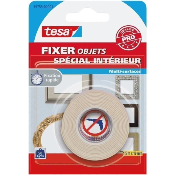 TESA Fixation objet double face intérieur 1.5mx19mm