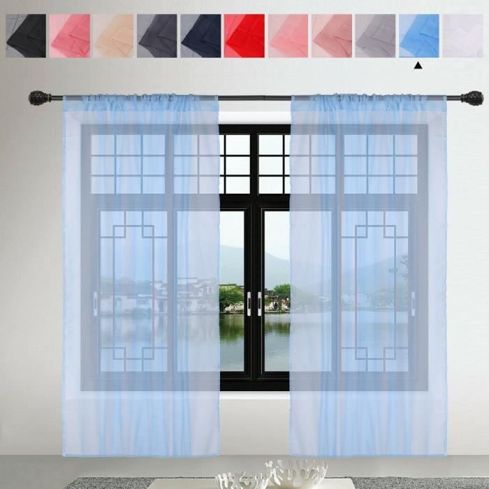 Rideaux Voile Arc-en-ciel GIRASOLE HOME - 2 Panneaux Dégradés 70x138 Cm - Pour Salon Et Chambre