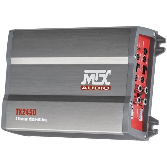MTX TX2450 Amplificateur voiture 4x75W RMS @2Ω ou 2x150W RMS @4Ω Filtres actifs variables Entrées haut niveau