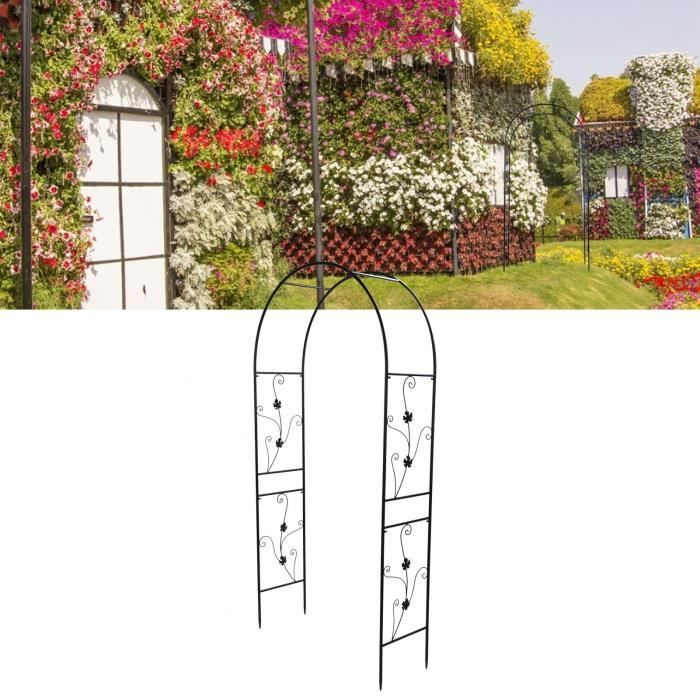 Arche De Jardin Pour Plantes Grimpantes En Fer - Structure Noire 190x38x200cm Ou 230x38x200cm