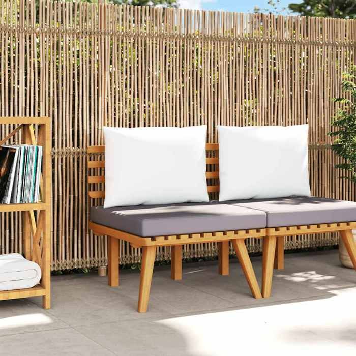 vidaXL Chaise de jardin avec coussins Bois d'acacia massif