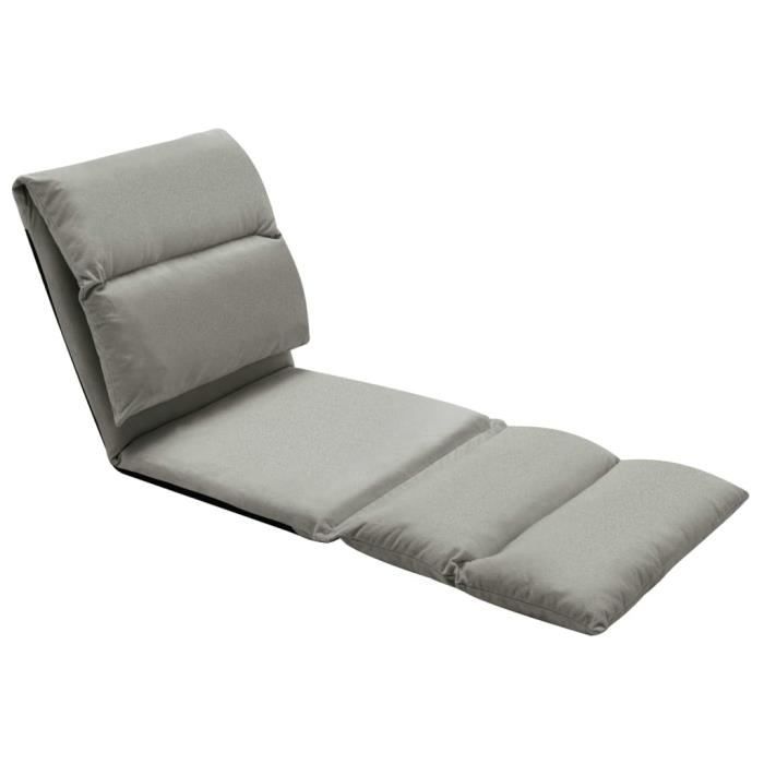 VINGVO Chaise pliable de sol Gris foncé Microfibre-YIN2699