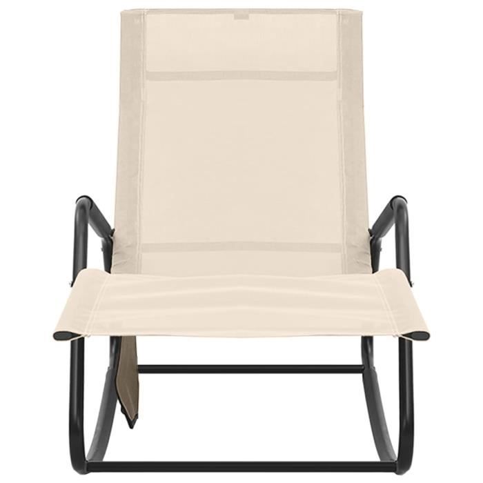 fhe - sièges de jardin - chaise longue acier et textilène crème - yosoo - dx1374