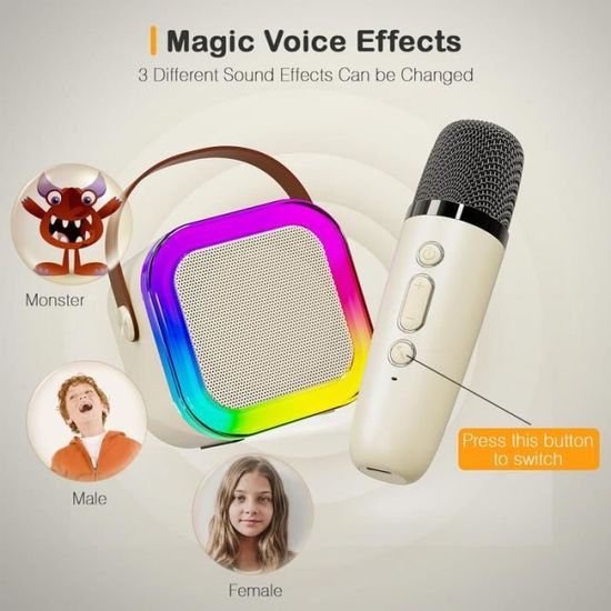 Mini machine de karaoké avec 2 microphones sans fil, haut-parleur Bluetooth  Portable TONOR pour enfants