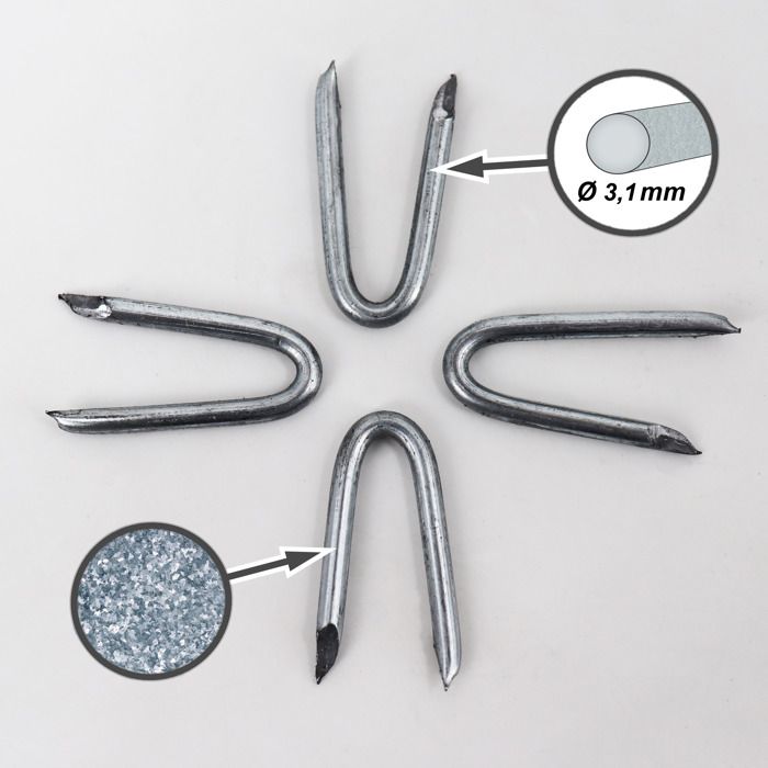 Crampons Pour Clôture En Acier Galvanisé - 2,5 X 25 Mm, Lot De 1,3 Kg, Neuf Sous Emballage