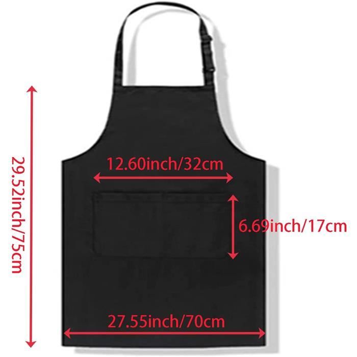 2 Tabliers De Cuisine Velicber Noir - Imperméables Avec Grande Poche 75x68cm