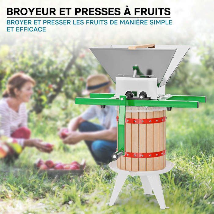 Pressoir à Fruits 9L Avec Sac Inclus - Inox Rouge - Pour Pommes, Vin, Cidre
