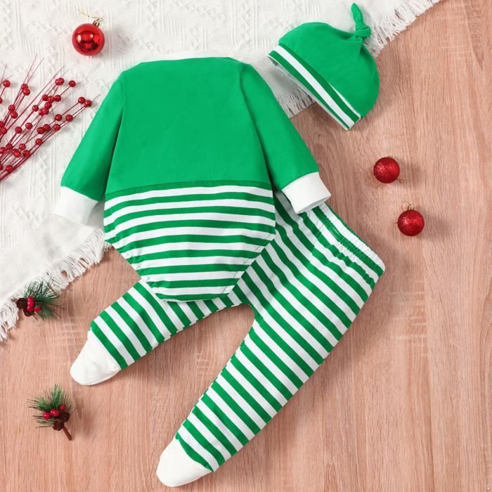 IEFIEL Fille Garçon Pyjama Noël Bébé Lutin Elf Costume Noël Rayé