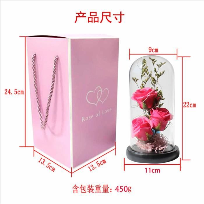 Rose Éternelle Jisrcha - Fleur Préservée Rouge Dans Boîte Cadeau Pour Maman, Épouse Ou Amie