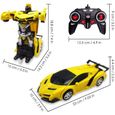 Voiture Télécommandée Transformers Voiture De Sport Modifié Robot Modèle Déformation jouet Cadeaux pour Garçons -Jaune-2