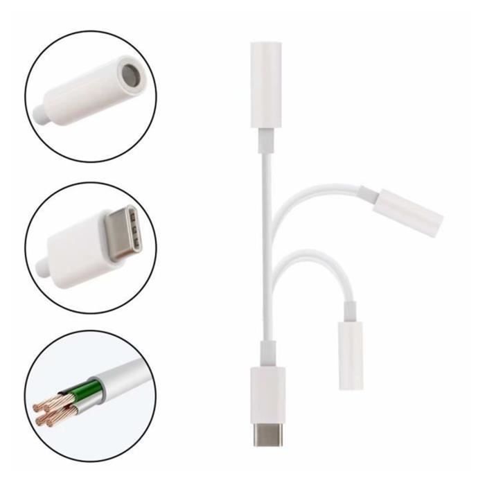 Double Adaptateur cable diviseur Type C prise jack 3.5mm chargeur USB-C  Argent pour Samsung Galaxy M33 5G 6.6 - Yuan Yuan