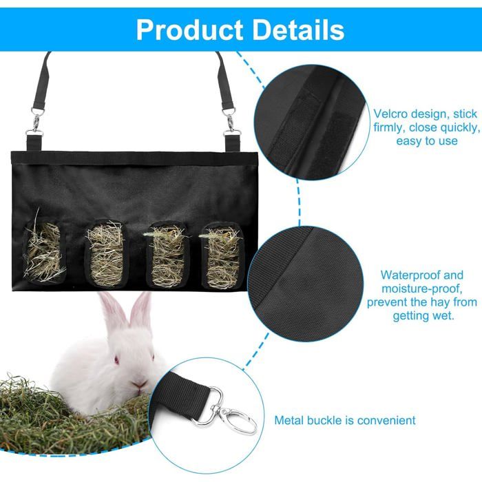Filets à foin pour chevaux – Mangeoire à foin de chèvre | Trous en nylon durable | Sac en maille suspendu pour chèvres et bétail | Solution de rangement durable pour les