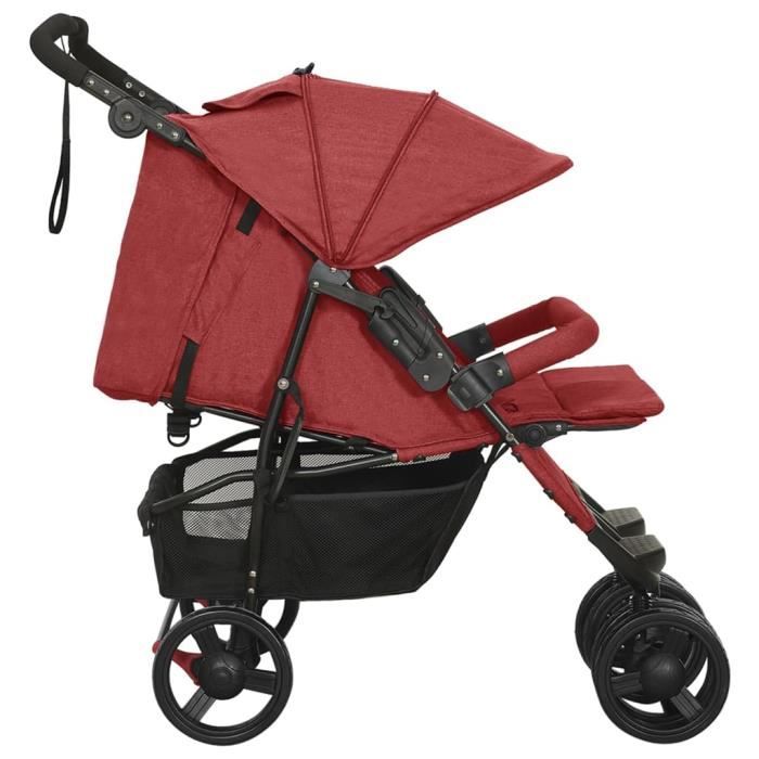 Poussette double Rouge Acier AKOZON Pliable Guidon reglable Avec pare chocs avant Cdiscount Puericulture Eveil bebe