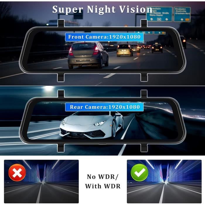 Dashcam Rétroviseur Avec Carplay & Android Auto Sans Fil, Dashcam