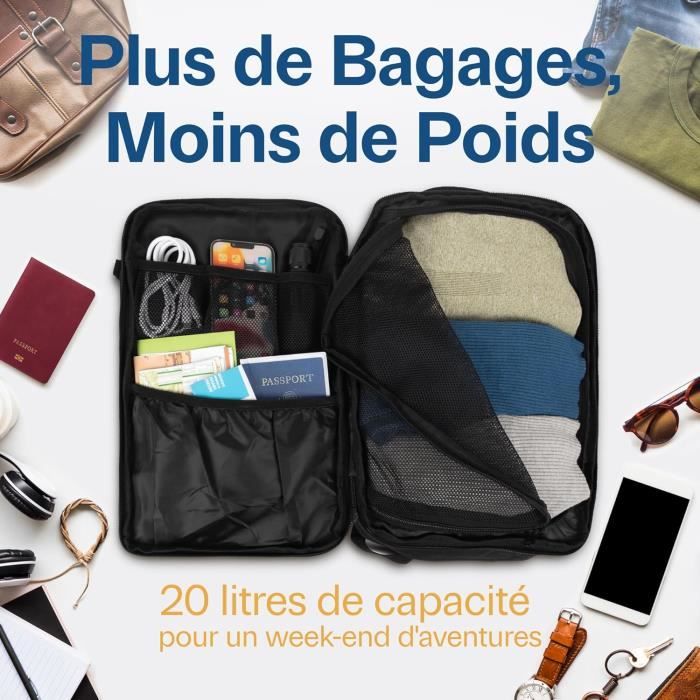 Sac De Voyage Palamea 40x20x25 – Cabine Ryanair – Léger, Pliable, Noir – Neuf