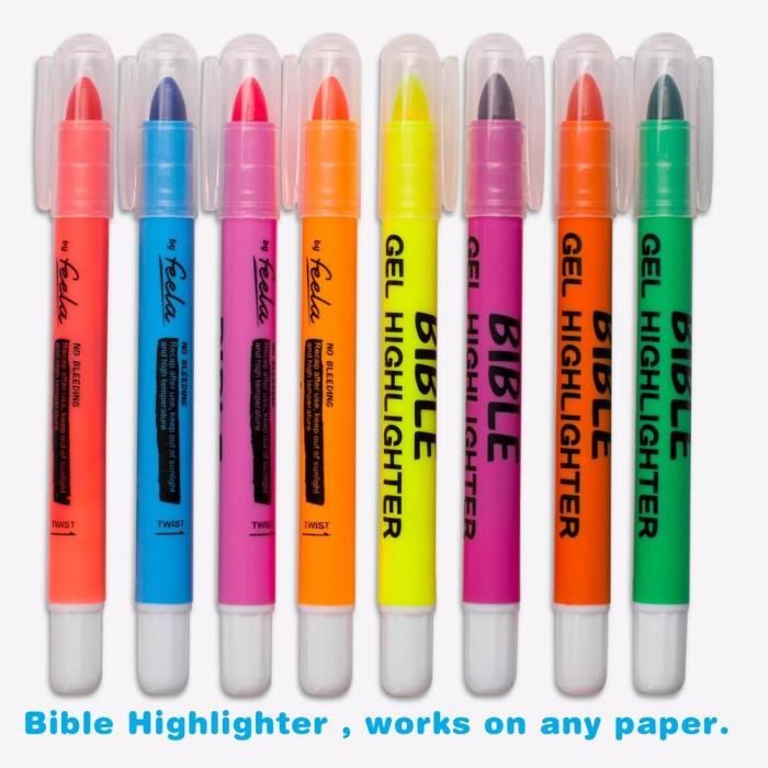 DiverseBee Lot de 8 surligneurs et stylos sans bavure pour papier Bible,  couleurs assorties, marqueurs pour papier Bible sans bavure, fournitures