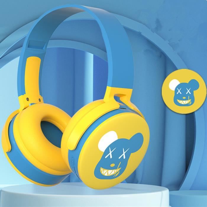 Écouteurs sans fil pour enfants - bleu et jaune