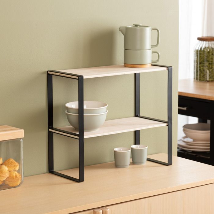Étagère Murale Bambou 2 Niveaux - Design Naturel 57x20x60 Cm