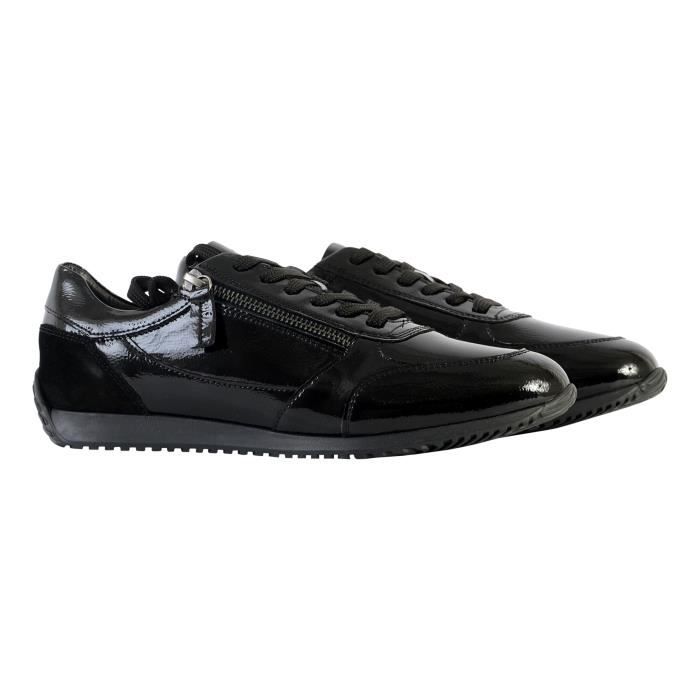 Basket Basse Geox Cuir Calithe GEOX Noir Plat Femme Noir Cdiscount Chaussures