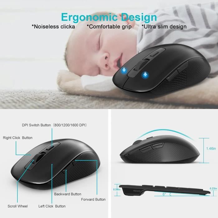 Pavé Numérique Pavé Numérique Combo Clavier Numérique Et Souris Sans Fil, Technologie Sans Fil 2,4 GHz, Pavé Numérique Plug And Play, Clavier Numérique Durable Sensible 1200 DPI Pour Bureau à Domicile