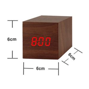 Réveil Cube LED En Bois Lasuré Gris - LA CHAISE LONGUE