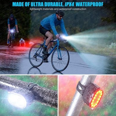 Lumiere Velo Avant Et Arriere, 2 Ensembles Eclairage Velo A LED Puissant Kit ,Lampe Velo IPX5 Etanche Feux De Vélo Rechargeables Par USB Pour Hommes Et Femmes Enfant 4/6 Modes