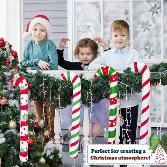 Sucres D'orge Sapin Lot 12 Cannes De Noël à Suspendre - Décoration Sapin Rouge Et Blanc - PVC Durable Cannes Noël à Suspendre