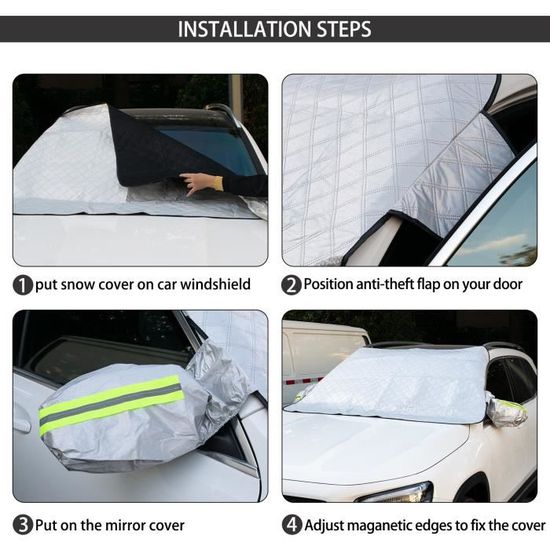 Housse Pare-brise Anti-gel Universelle Pour Voiture, SUV, Camion, Camping-car - Protection Hiver été Contre Glace, Neige Et Soleil