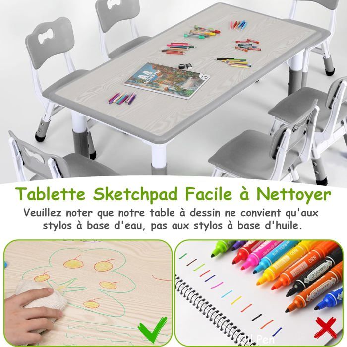 Table Enfant avec Chaises pour Enfant 3 en 1 Chevalet, Bureau