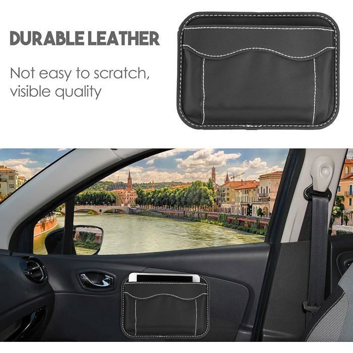 Set 3 Vide-Poches Voiture Cuir PU - Organisateur Siège Tableau De Bord Noir Multi-tailles