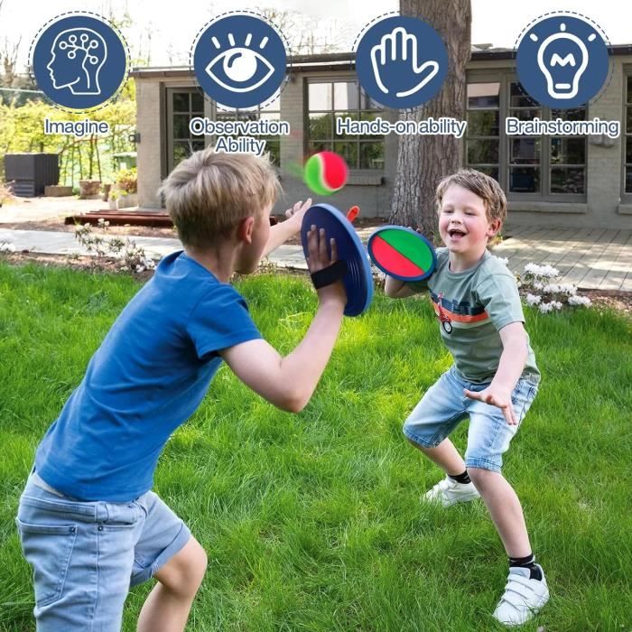 Jeu De Raquettes Velcro – Lancer-attraper – 2 Pagaies + 2 Balles – Étanche – Enfant Et Adulte