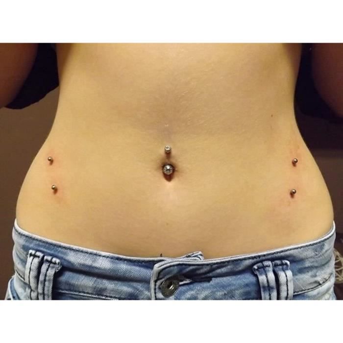6 Piercings Nombril Acier Chirurgical - Doré - 0.39 Pouces - Hypoallergénique - Pour Maillots, Tenues Été