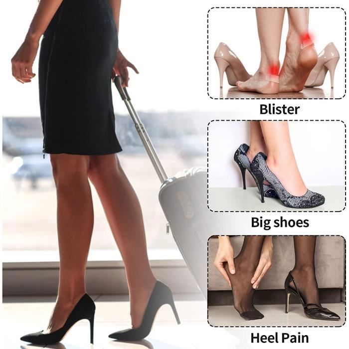 Coussinets De Talon Anti-ampoules - Lot De 2 Paires (noir + Beige) - Pour Chaussures Trop Grandes, Talons Hauts, Baskets - Réduit Les Frottements, Améliore Le Maintien - 4