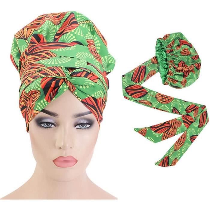 Africain Turban Casquettes Satin Chapeaux Enveloppement Cheveux Écharpe Bandeau Chimio Perte De