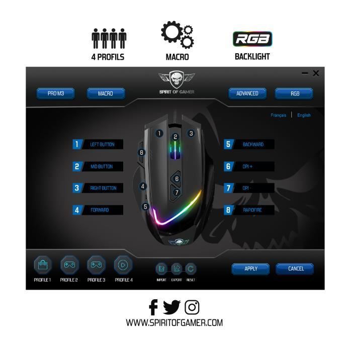 SPIRIT OF GAMER – PRO-MK5 – Pack Gaming 3 En 1 – Clavier RGB Anti-Ghosting  / Souris 7 Boutons RGB 6400 DPI / Tapis inclus/ pour PC - Cdiscount  Informatique