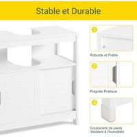 Meuble Sous-Lavabo SoBuy Blanc L60xP30xH60cm - Meuble Salle De Bain 2 Portes 2 Etagères BZR18-II-W