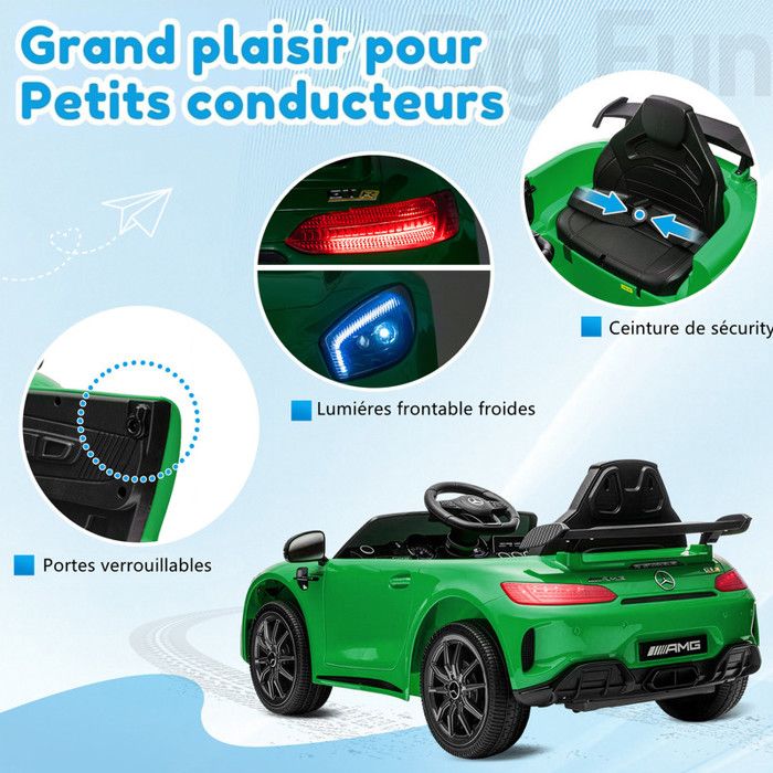 Voiture Électrique Enfant Mercedes G63 Noir – 2 Portes Avec Télécommande 2,4G, MP3, Batterie 12V – Dès 3 Ans
