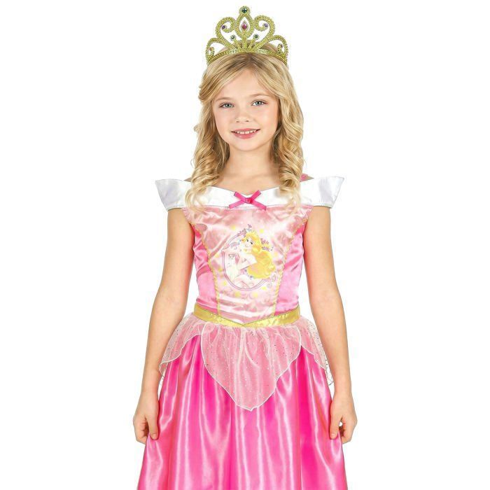 Windskids Déguisement Aurore avec Crinoline Femme Cosplay Belle au Bois Dormant Aurora Longue Manches Longues Robe de Soirée pour Halloween Noël Carnaval Fête Anniversaire Mascarade Costume, Rosa