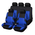 9Pcs-Housse de siège avant et arrière universelle+housses d'appui-tête-durable et confortable-Bleu et noir-0