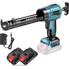 PRUMYA Pistolet à calfeutrer sans fil - Pistolet à colle électrique - 4 vitesses - 21 V - 2 batteries Li-ion 2,0 Ah - Pour calfeutrer
